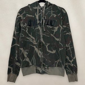 Vintage y2k Thirty Two Camo Hoodie Full Zip Up Branches Green Tan Size Small